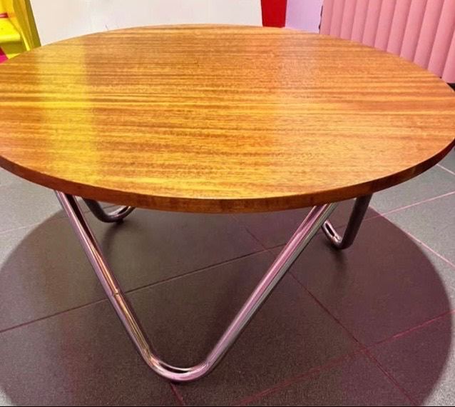 Teak and chrome coffee table