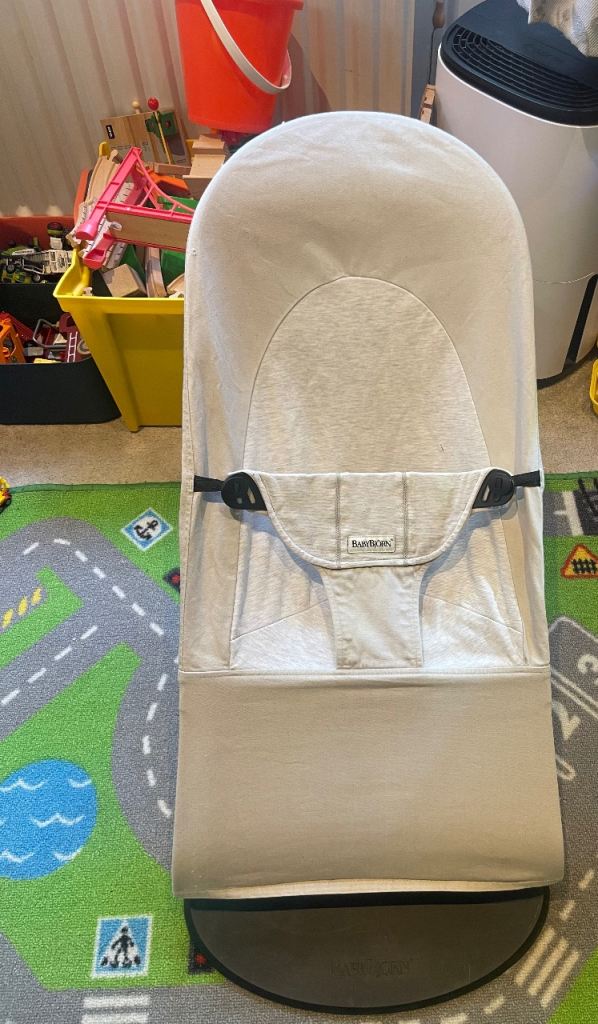 BabyBjorn Bouncer - Grey/Beige Fabric, Good Condition