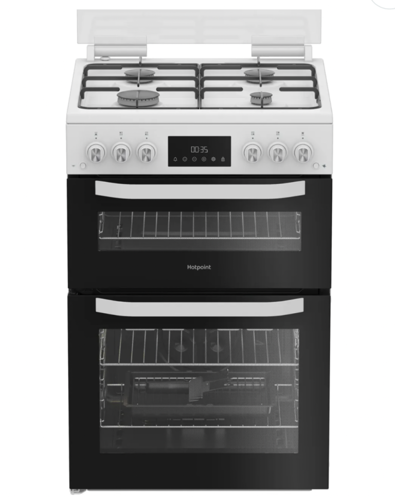 BRAND NEW Hotpoint HTG6GDCW 60cm Double Oven Gas Cooker - White -RRP £499