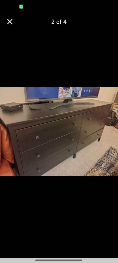 Ikea brown Black 6 Drawer sideboard Tv trolley Tv Unit Storage Smoke Free Home 