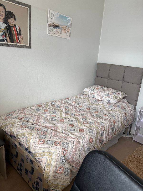 Single Bed with Headboard and Mattress – Good Condition