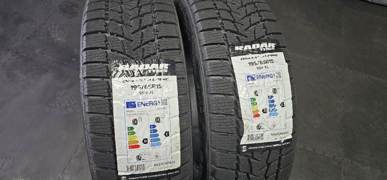 195 65 15   2 x NEW!! tyres Radar Dimax Alpine M+S