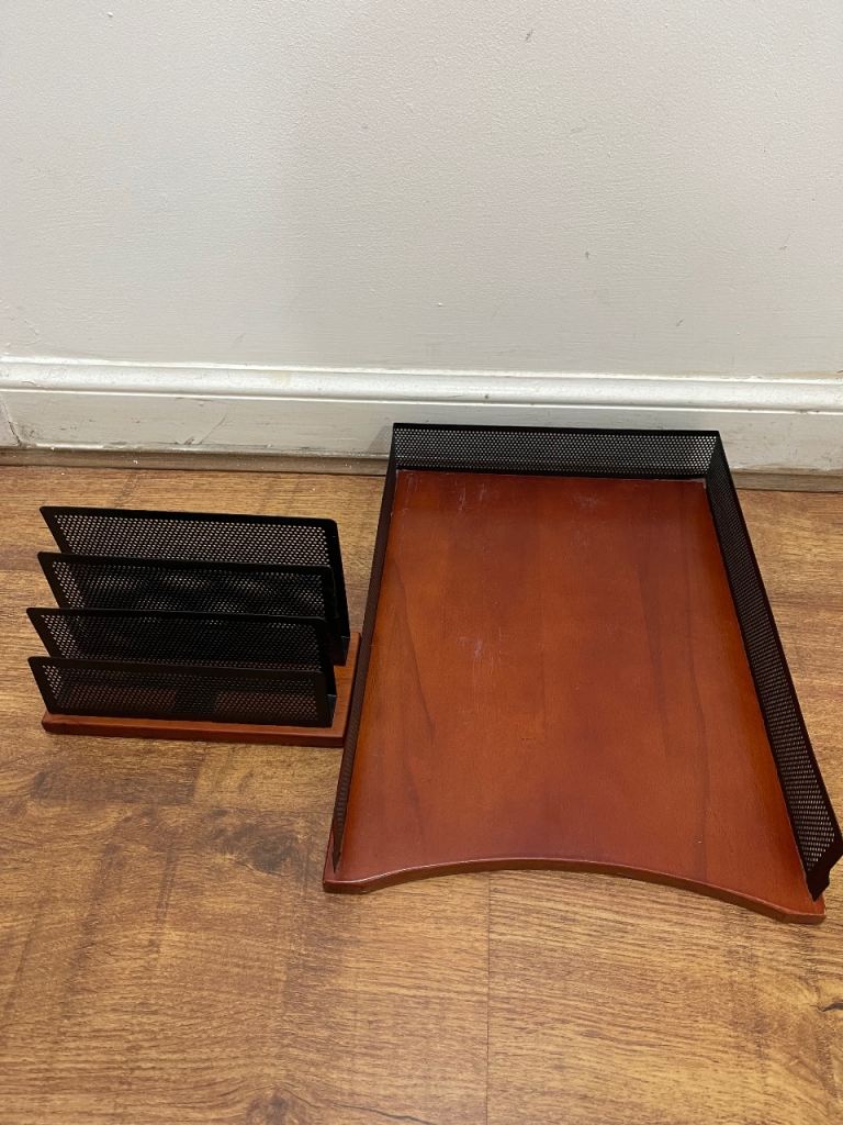 Desk Organizer Paper Tray and Letter Rack