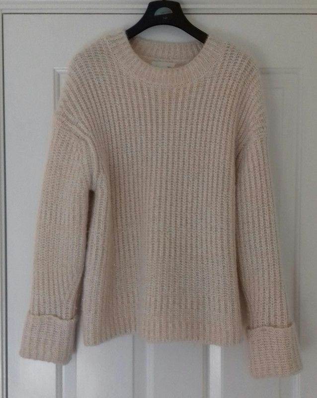 image for H&M white label chunky knit cream jumper with silver sparkles EUR Small VGC
