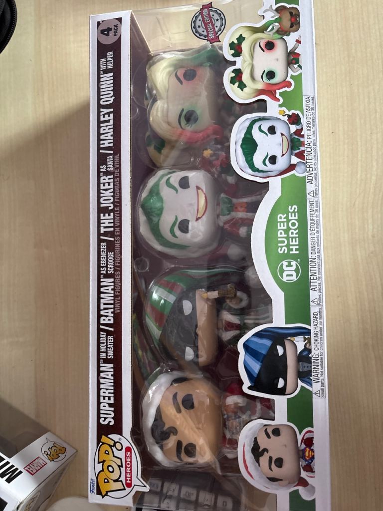 Funko Pop! Heroes DC Christmas 4-Pack – Superman, Batman, Joker, Harley Quinn
