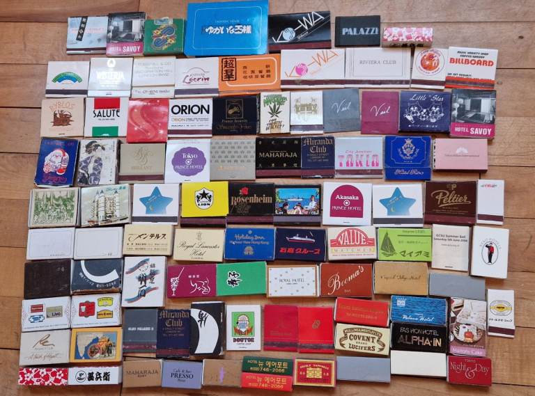 collection of matches from bars, clubs, restaurants, hotels