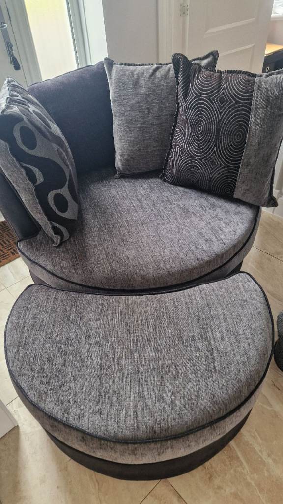 Circular love seat with foot stool