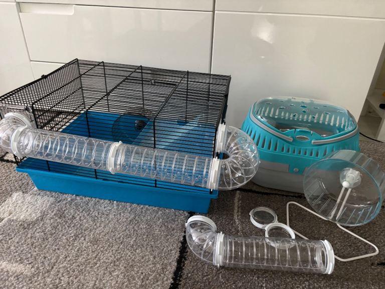 Hamster cage with tunnel medium 50x35x25cm carrier cage 2xwheel