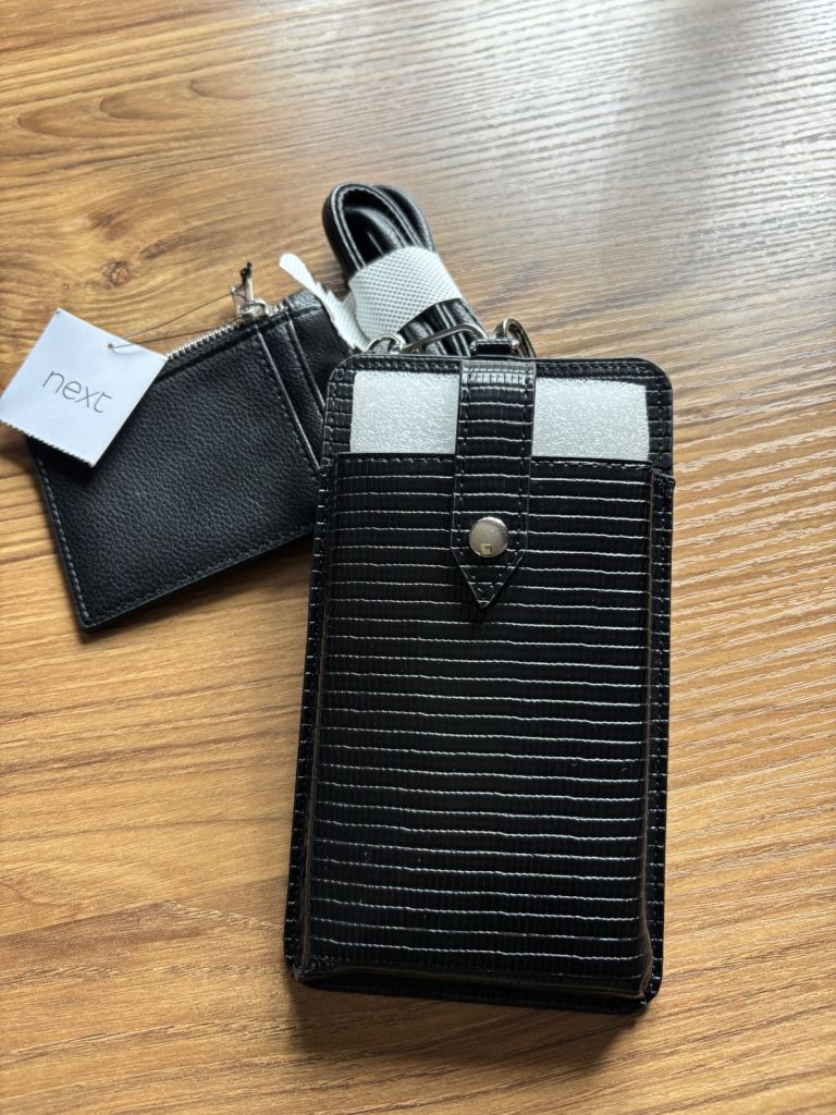 Mobile phone holder with detachable card holder and strap 