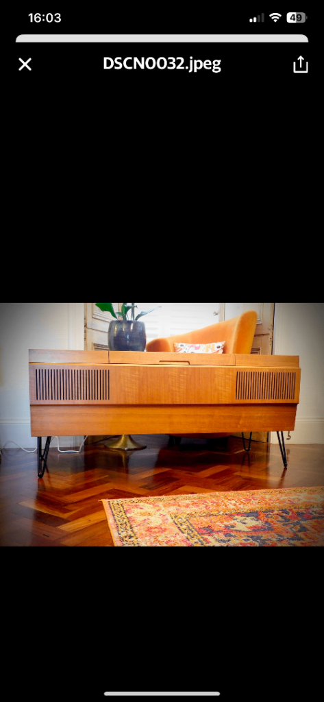 Mid Century Vintage Teak Stereo Cabinet with Record Player