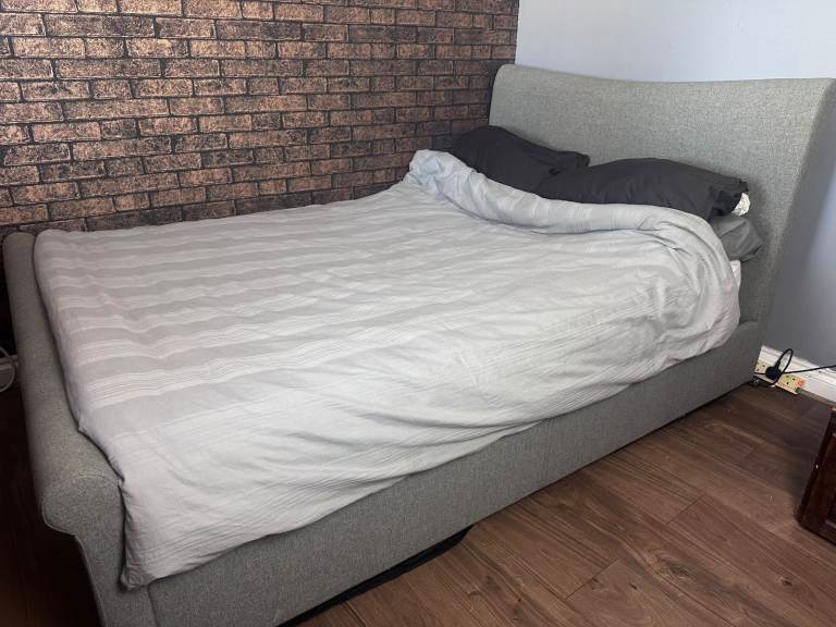 Bensons double grey ottoman bed lift up for storage 145 x 215 cm  