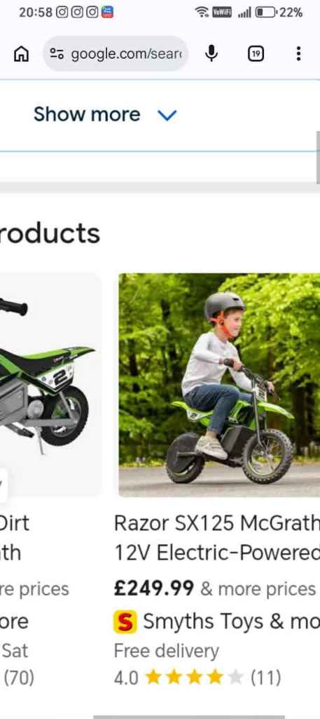 Kids Razor 12V Electric Dirt Bike - Green