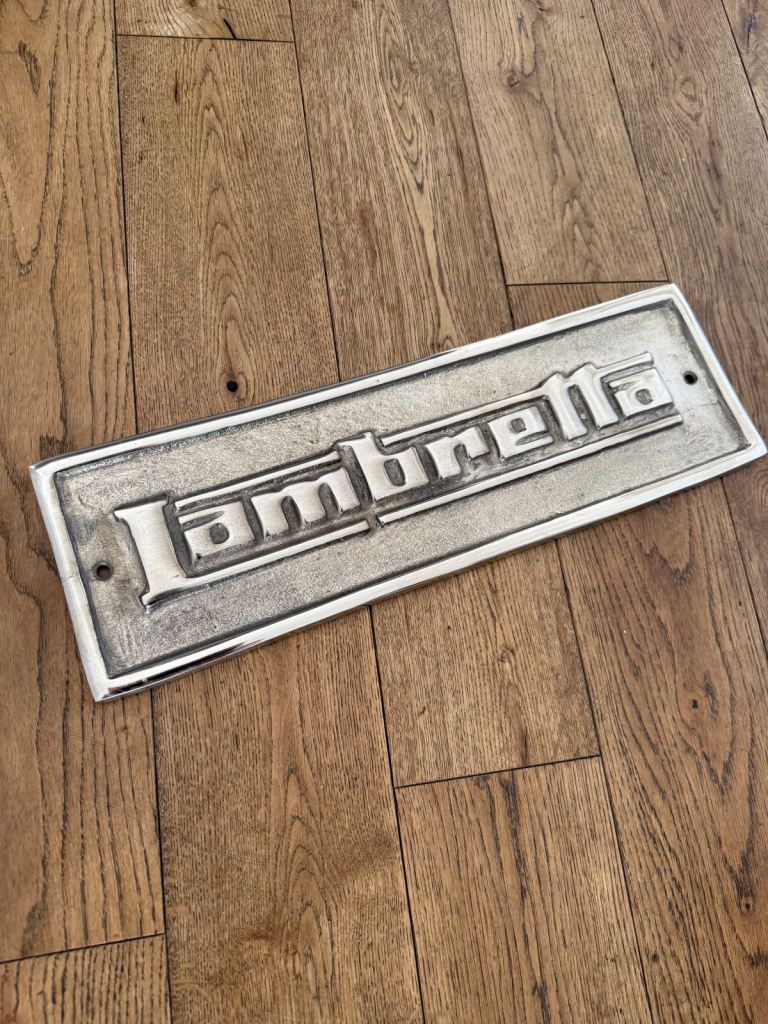 Lambretta scooter /Vespa MOD Vintage Classic bike polished plaque -sign -Garage 