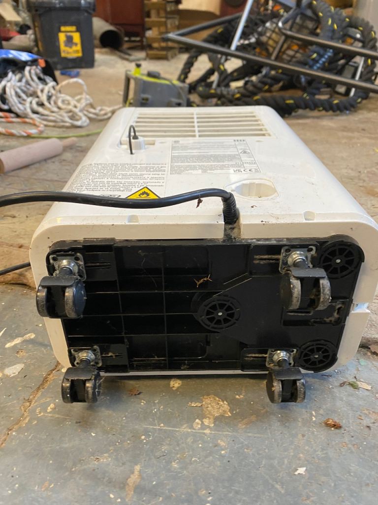 White Portable Dehumidifier on Wheels – Good Condition