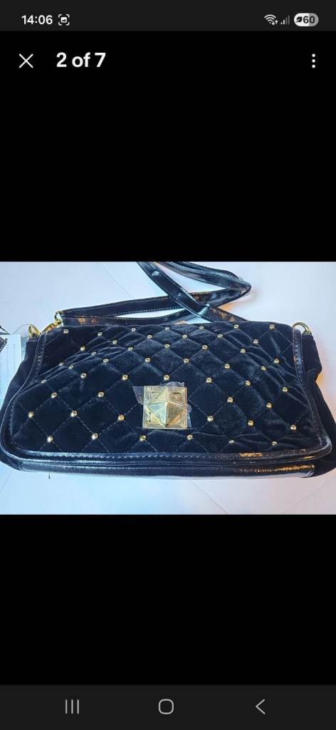 Gold Studded Black Velvet Cross Body, Shoulder Clutch Bag Fashion Essentials