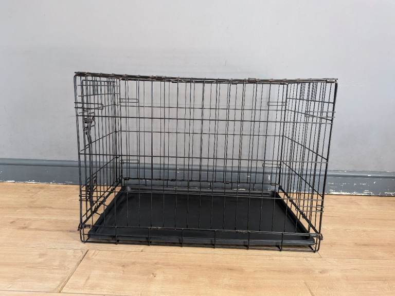 Dog Crate Medium Size - Black Metal Pet Cage