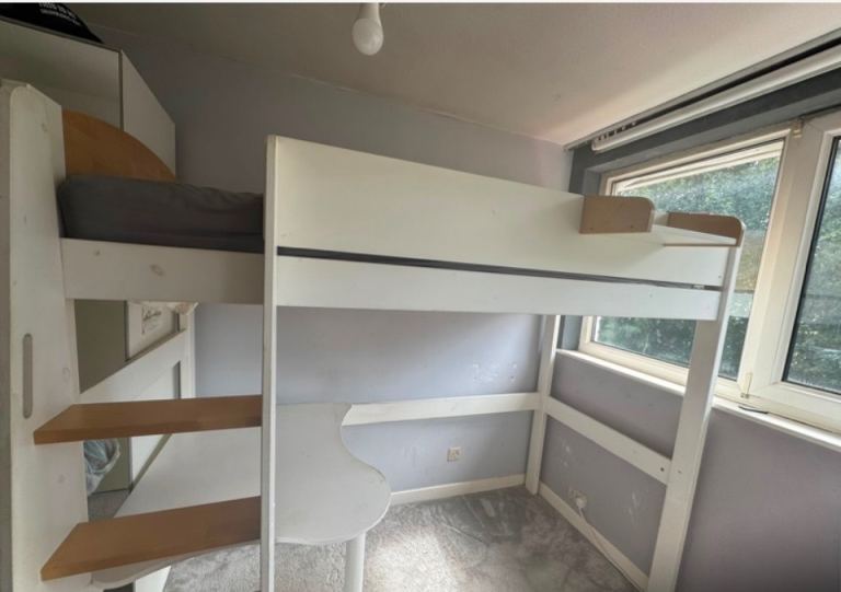 Single high sleeper with desk 