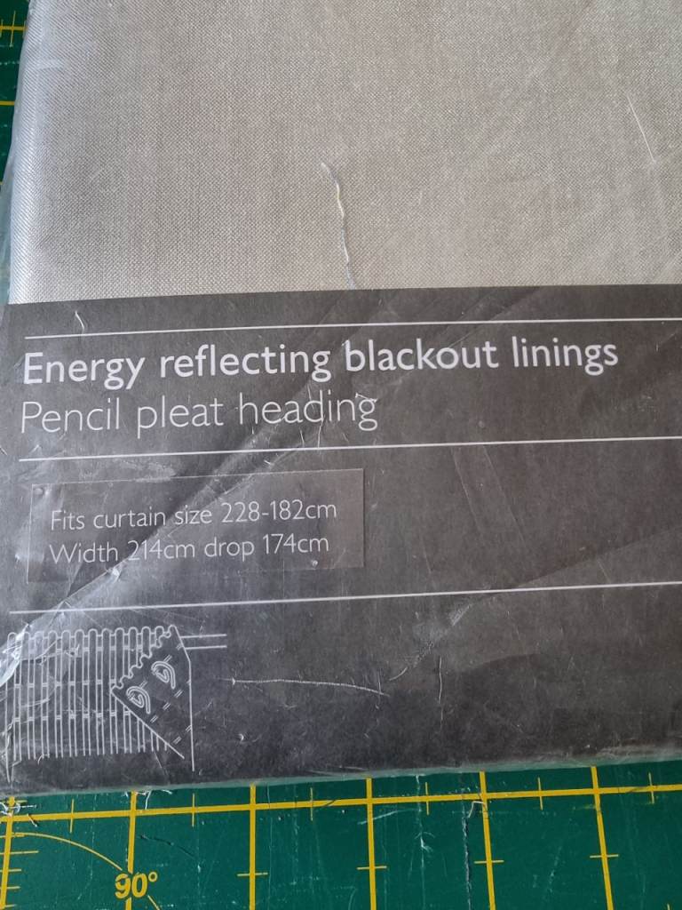 John Lewis Grey Blackout Curtain Linings - New, Pencil Pleat