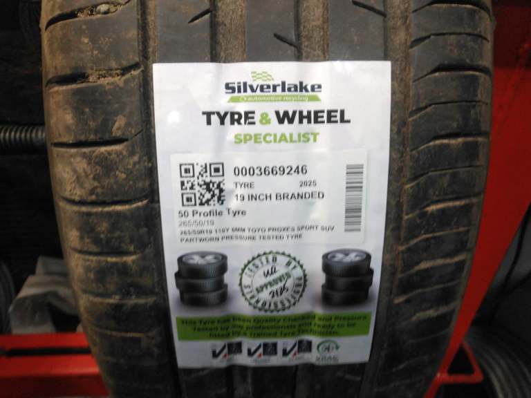 265/50r19 110y 6mm Toyo Proxes Sport Suv Partworn Pressure Tested Tyre