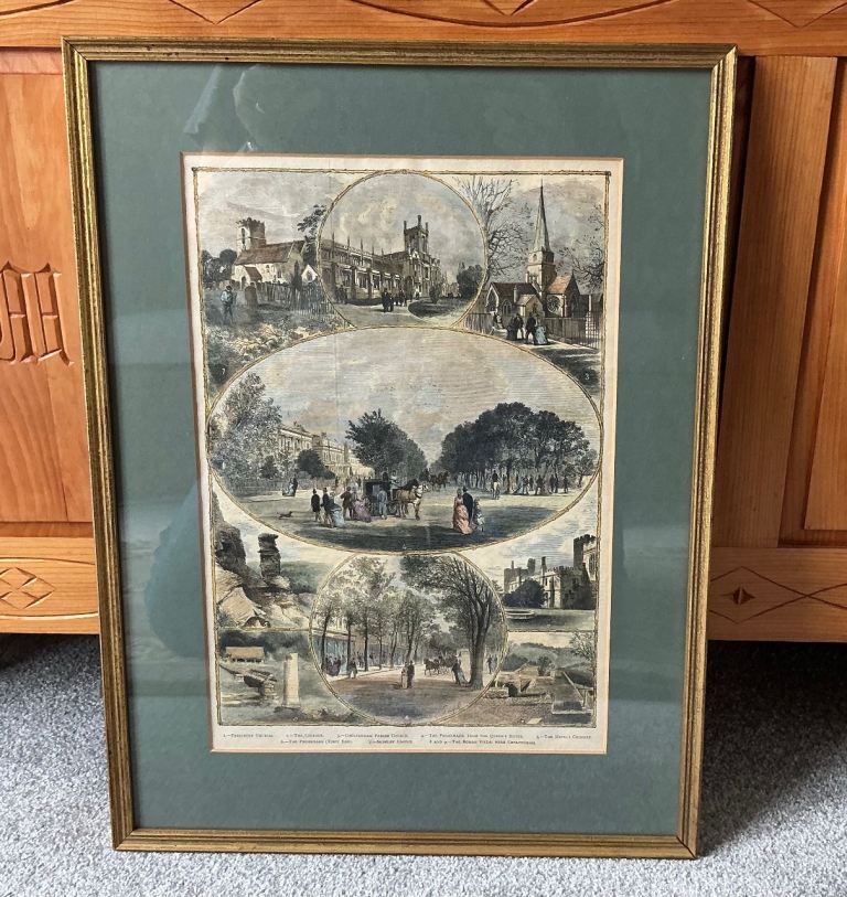 Framed Vintage Cheltenham Landmark Engravings Print