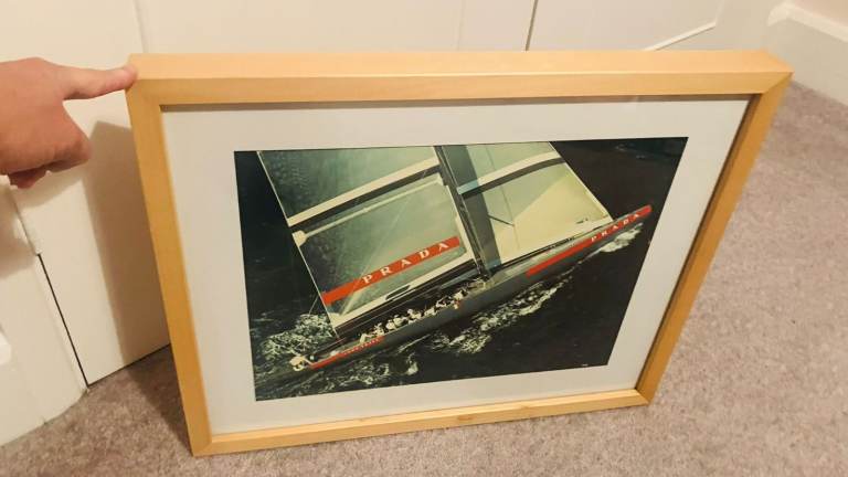 1 x Framed & Mounted Prada Sail Boat Print (1 of 2), 43cm H x 53.5cm L & perfect