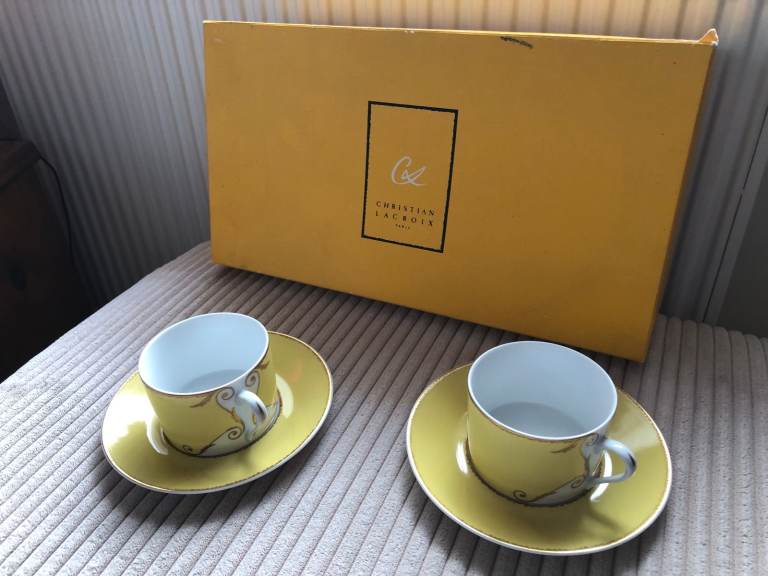 image for Christian Lacroix high end boxed porcelain twin cup & saucer set