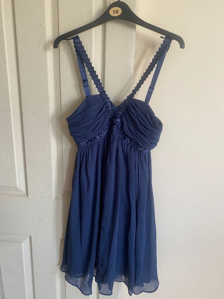 Lovely Blue Chiffon Mini Dress / Tunic Top – Good Condition