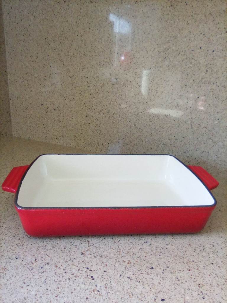Red Denby Cast Iron Rectangular oven dish 