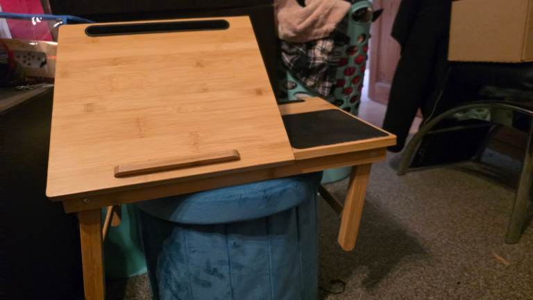 Wooden Laptop Bed Tray Table – Adjustable, Good Condition