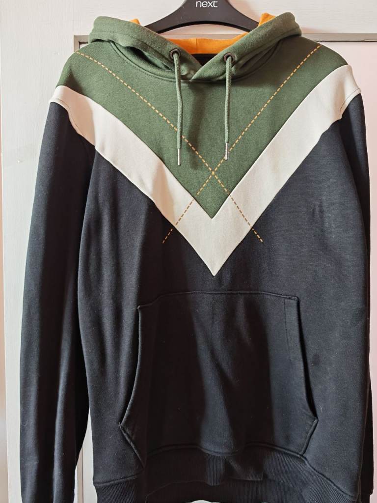 NEXT Men's Hoodie - Green, Black, Orange, Size M
