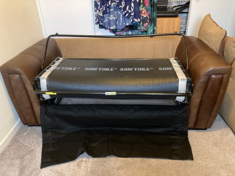 Faux leather 2-seater sofa bed