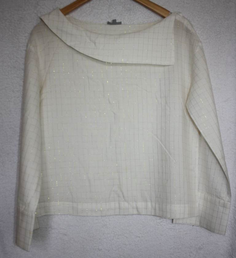 Oliver Bonas White Grid Pattern Top - Size 8, Good Condition