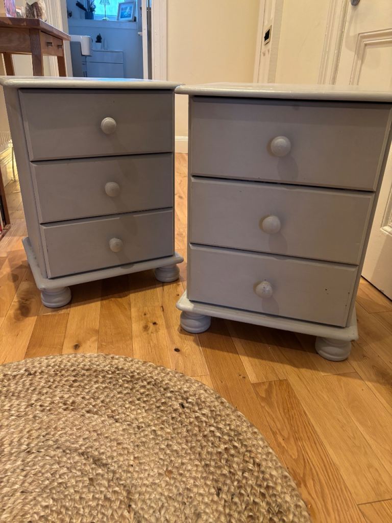 2 x grey bedside tables