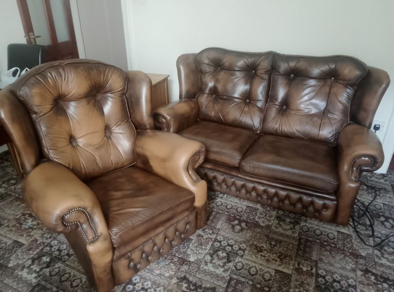 LEATHER SOFA &CHAIR