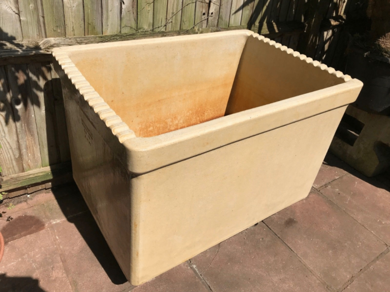 Large Garden Planter. 40 Inches. Antique 1950's HATHERNWARE Bath, Trough, Pond, Ceramic Glazed Stone