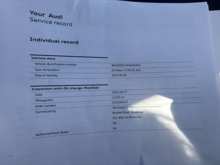 2021 Audi A3 1.0 TFSI 30 Sport Saloon 4dr Petrol S Tronic Euro 6 (s/s) (110 ps) Saloon Petrol Aut...