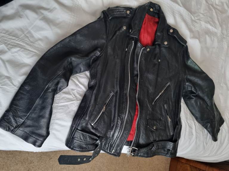 Mens leather biking jacket