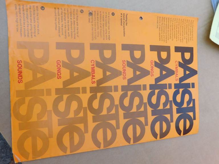 Paiste Cymbals Sounds Gongs leaflet catalogue - 1977 - 6 pages - Super rare.