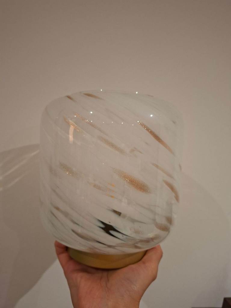 Lovely Glass Lamp Shade with White and Gold Swirl Pattern