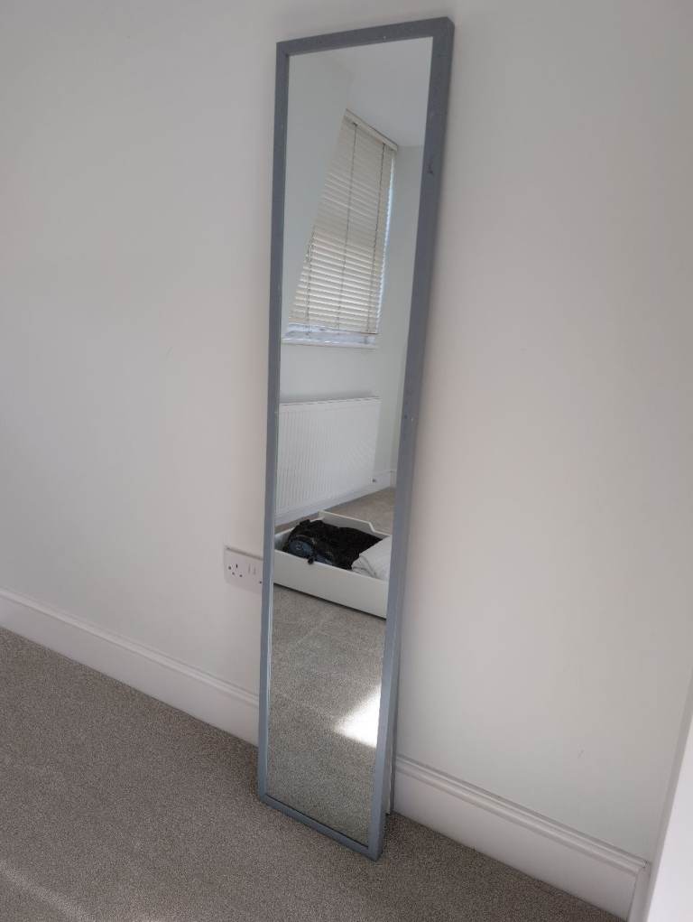 Full Length Grey Framed Mirror – Okay Condition