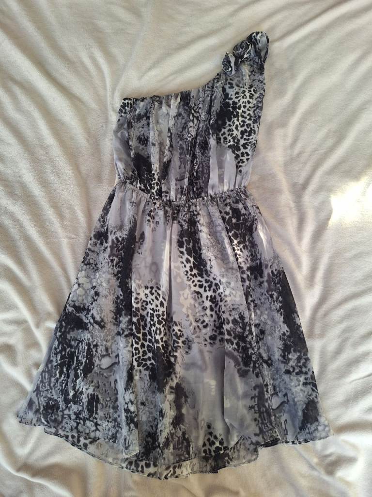 Grey Animal Print One Shoulder Dress Miso Size 8