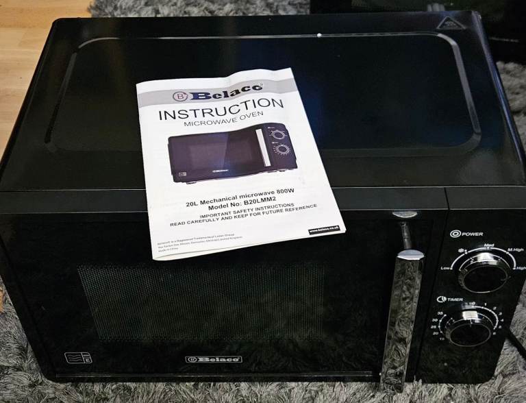 image for Belaco 800W Microwave Compact Size Microwave Oven with Manual Control, 10 Power Levels, 20L Capacity