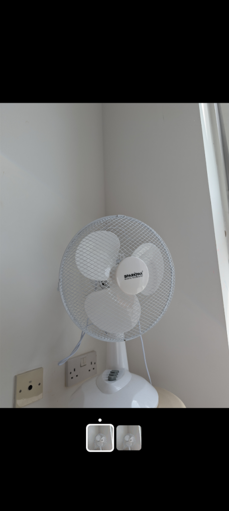 Sparkpak- desk fan White, Good Condition