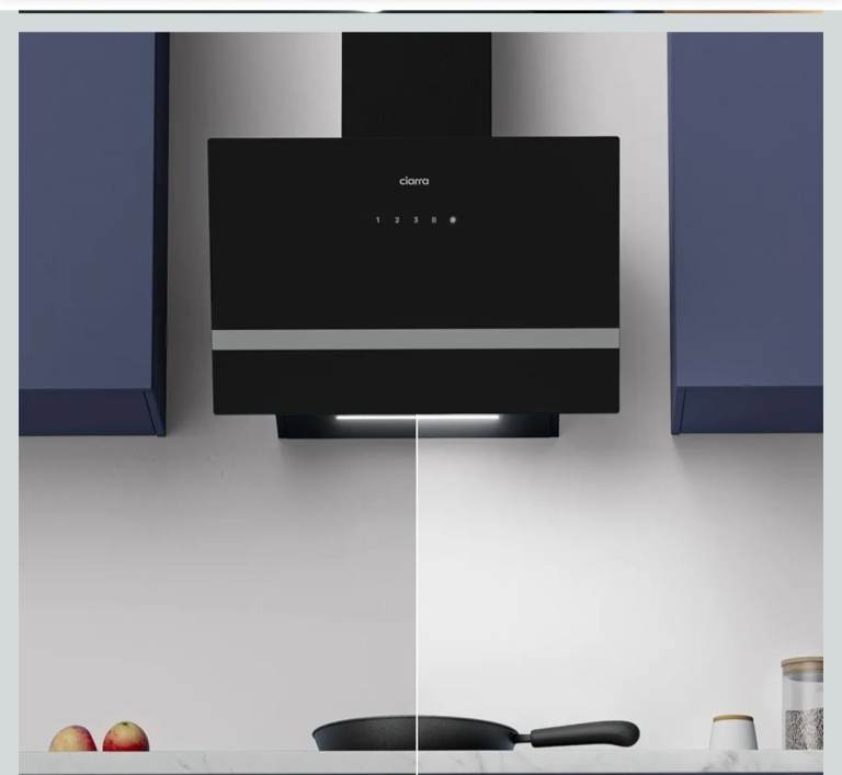 Rrp £136.CIARRA CBCB6736H Angled Cooker Hood 60cm WIFI APP Touch Control Chimney Wall Mount.