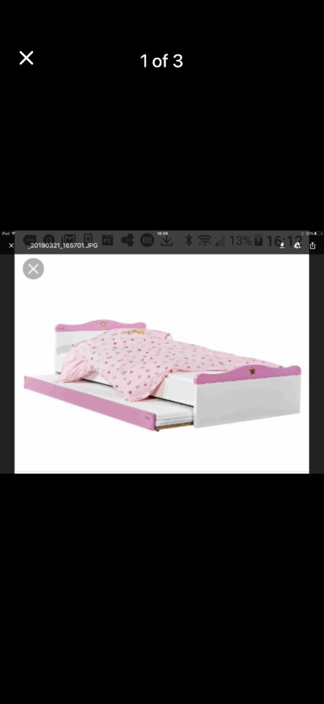 Kids Single Bed with Pull-Out Trundle – Pink and White