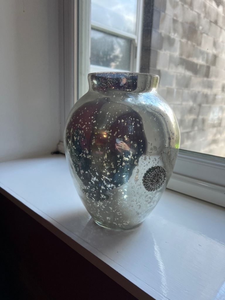 Large Glass silver Vase