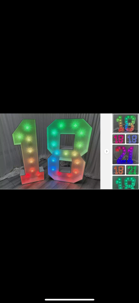 4ft Multi-coloured Marquee numbers Brand New Never Used. Numbers 0-9 Available