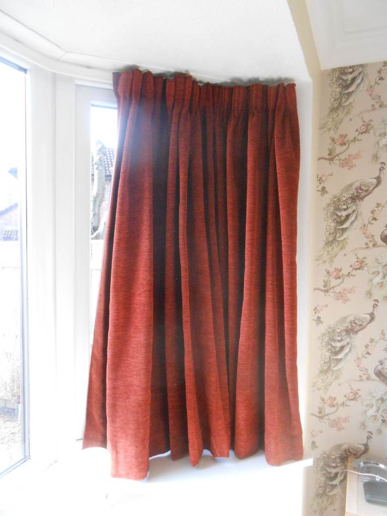 CURTAINS TERRACOTTA COLOUR 49"L X 100"W WITH 3" HEM