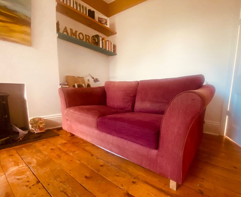 deep red shabby chic vintage sofa bed