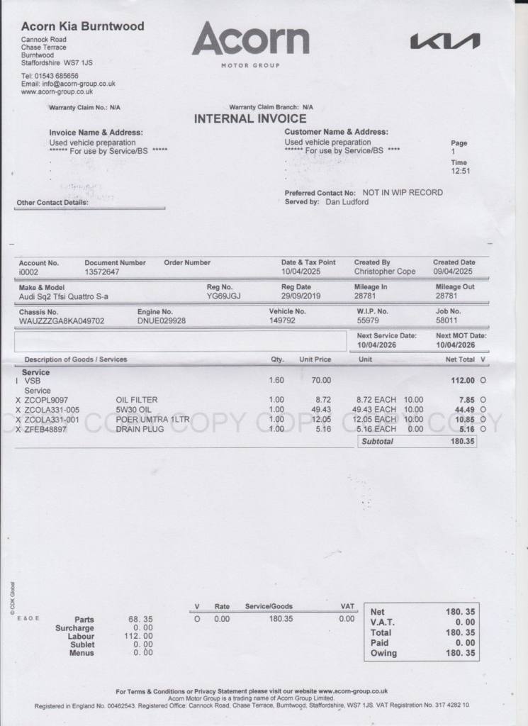 2019 69 AUDI SQ2 2.0 TFSI 5DR S TRONIC QUATTRO